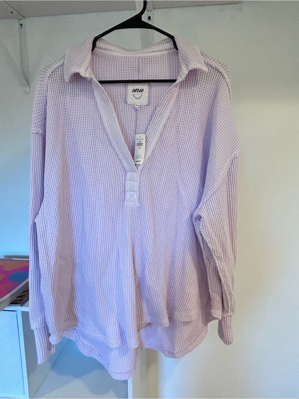 Aerie CozyUp Waffle Polo Sweater